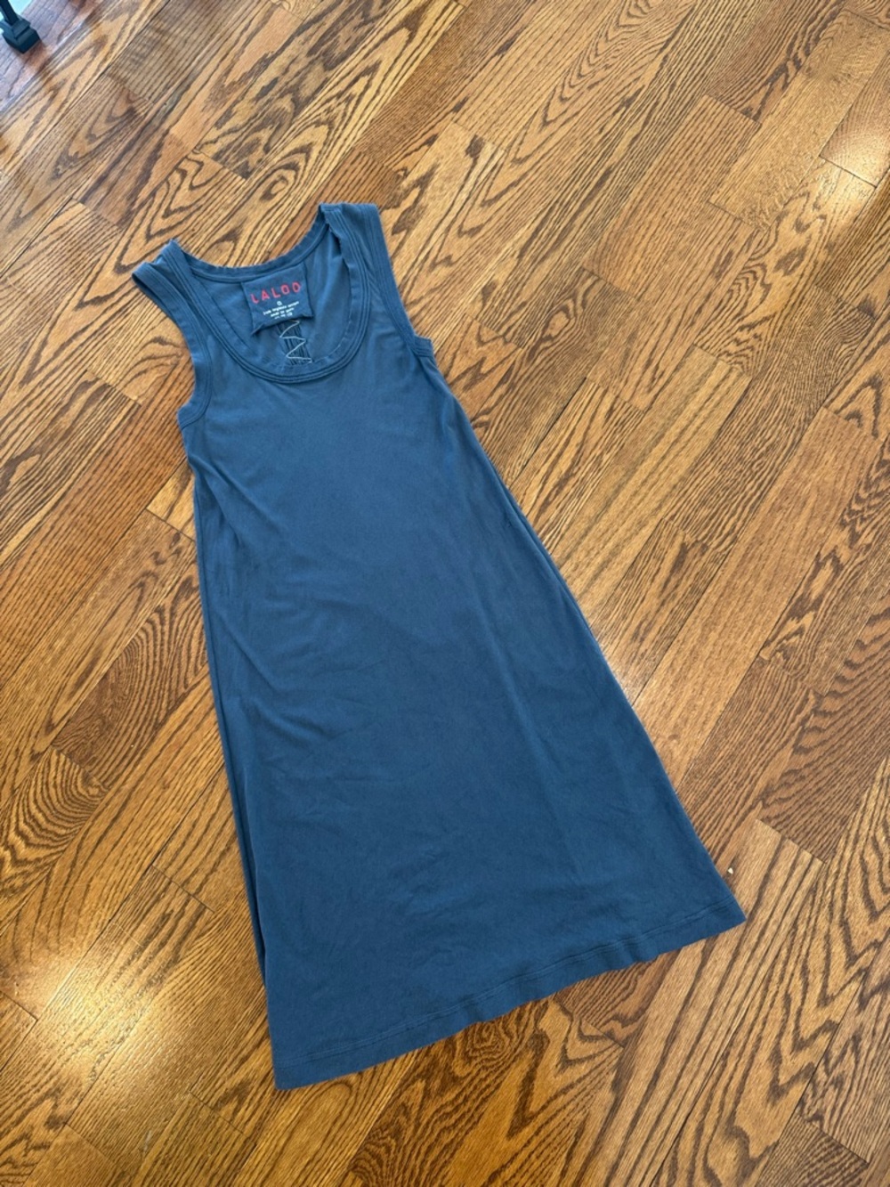 Women’s 100% organic cotton blue halter back sun dress - size small